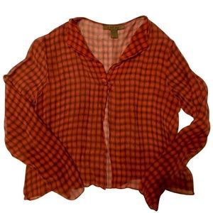 Women’s Harari 100% Silk Cropped Plaid Blouse